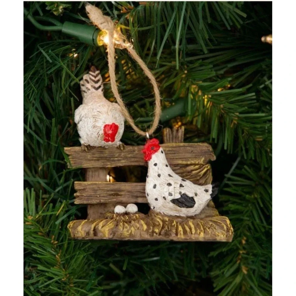 Cracker Barrel Chickens with Fence Christmas Ornament NEW 2026 Country Farmhouse